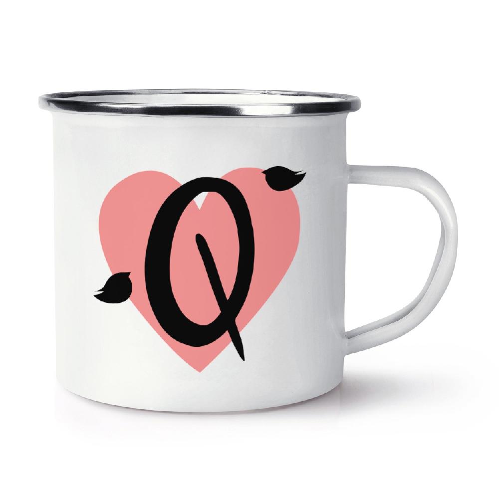 gift base Letter Q Heart Alphabet Retro Enamel Mug Cup