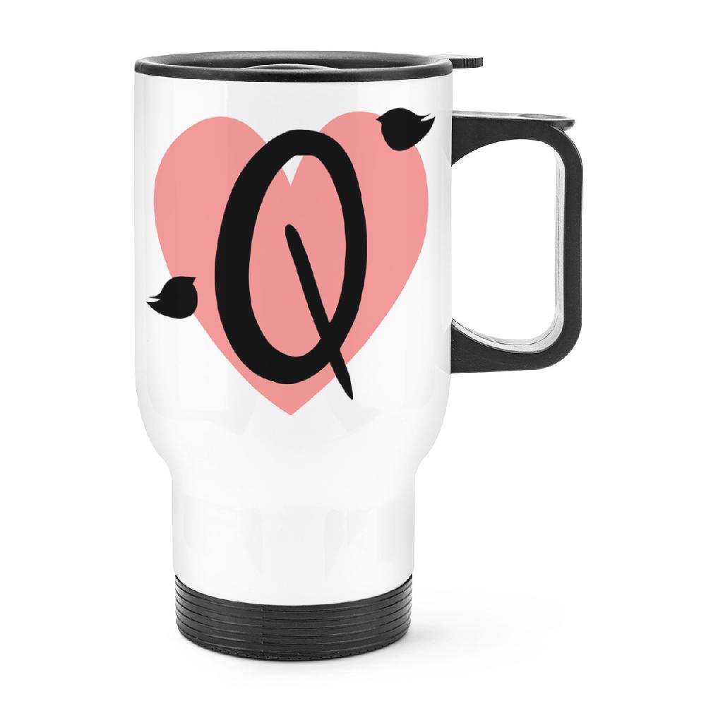 gift base Letter Q Heart Alphabet Travel Mug Cup With Handle