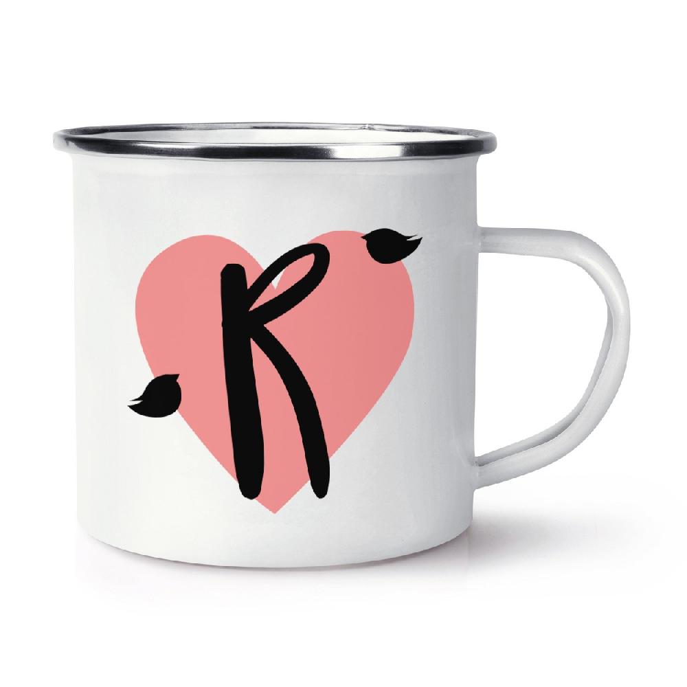 gift base Letter R Heart Alphabet Retro Enamel Mug Cup