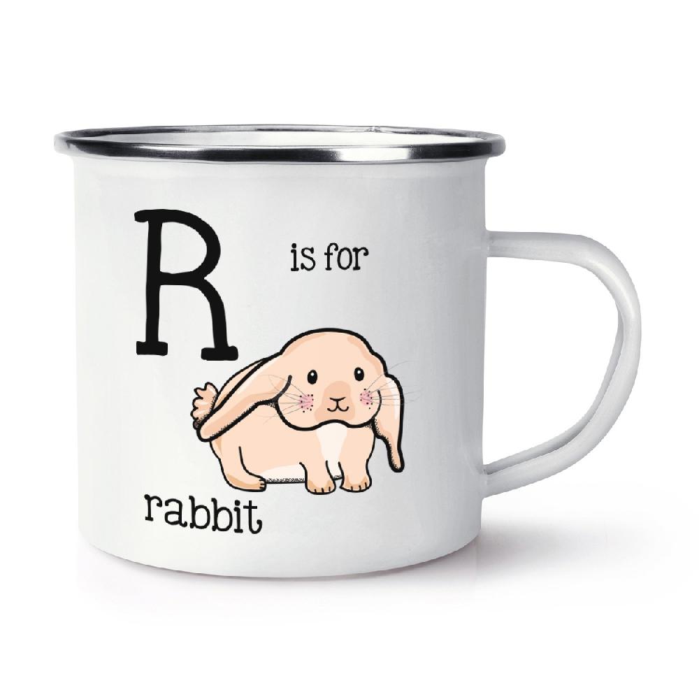 gift base Letter R Is For Rabbit Retro Enamel Mug Cup