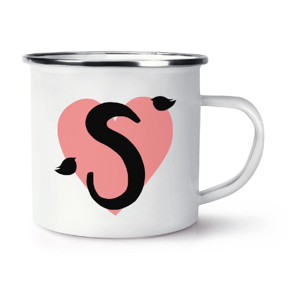 gift base Letter S Heart Alphabet Retro Enamel Mug Cup