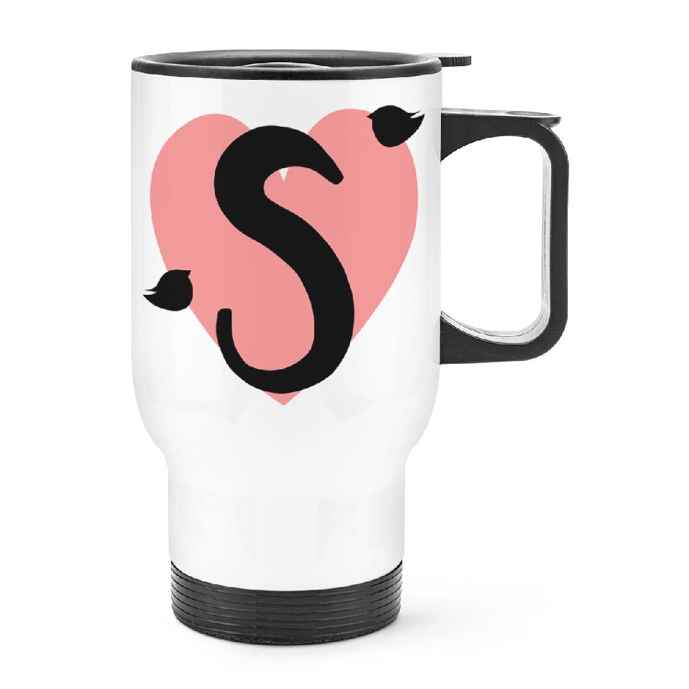 gift base Letter S Heart Alphabet Travel Mug Cup With Handle