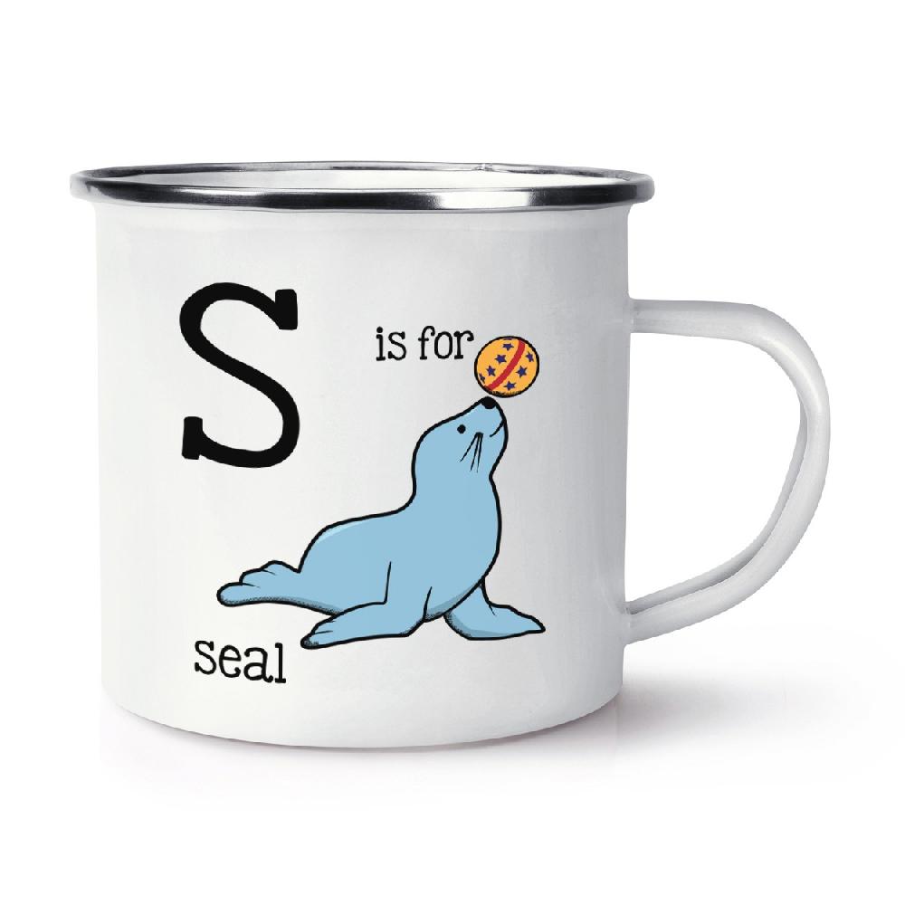 gift base Letter S Is For Seal Retro Enamel Mug Cup