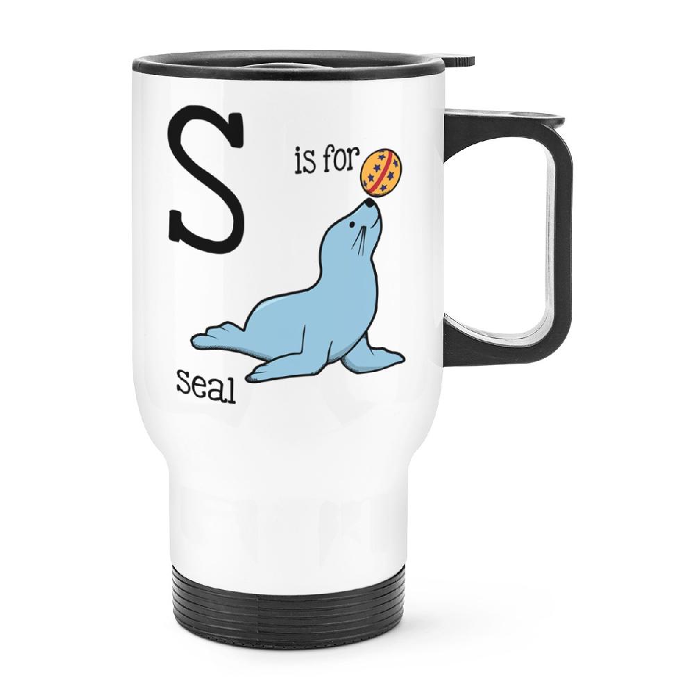 gift base Letter S Is For Seal Travel Mug Cup With Handle
