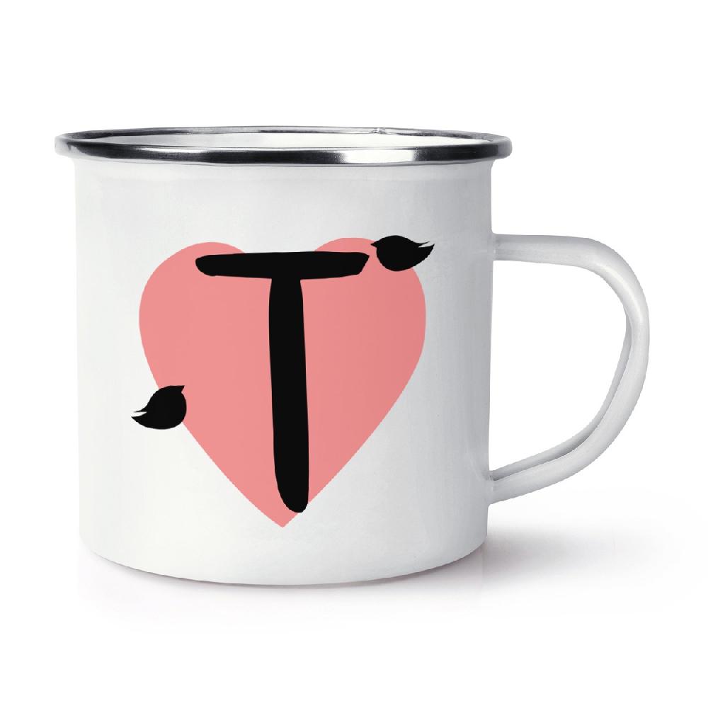 gift base Letter T Heart Alphabet Retro Enamel Mug Cup