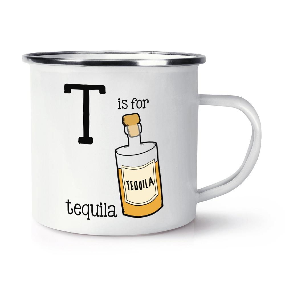 gift base Letter T Is For Tequila Retro Enamel Mug Cup