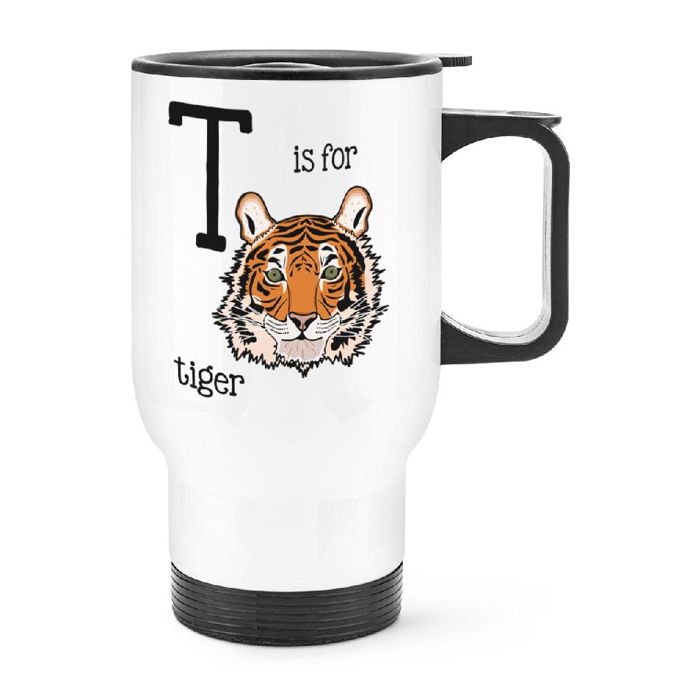 gift base Letter T Is For Tiger Travel Mug Cup With Handle