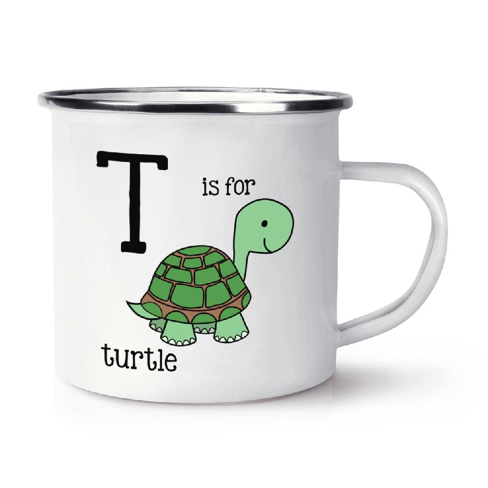 gift base Letter T Is For Turtle Retro Enamel Mug Cup