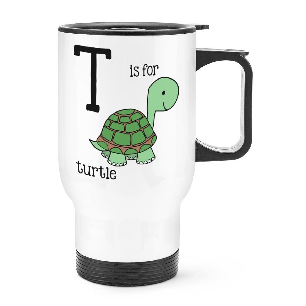 gift base Letter T Is For Turtle Travel Mug Cup With Handle