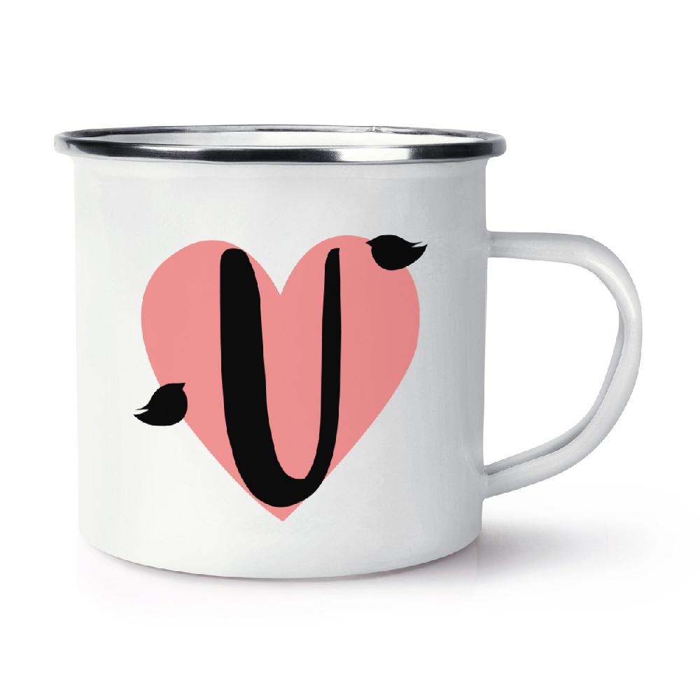 gift base Letter U Heart Alphabet Retro Enamel Mug Cup