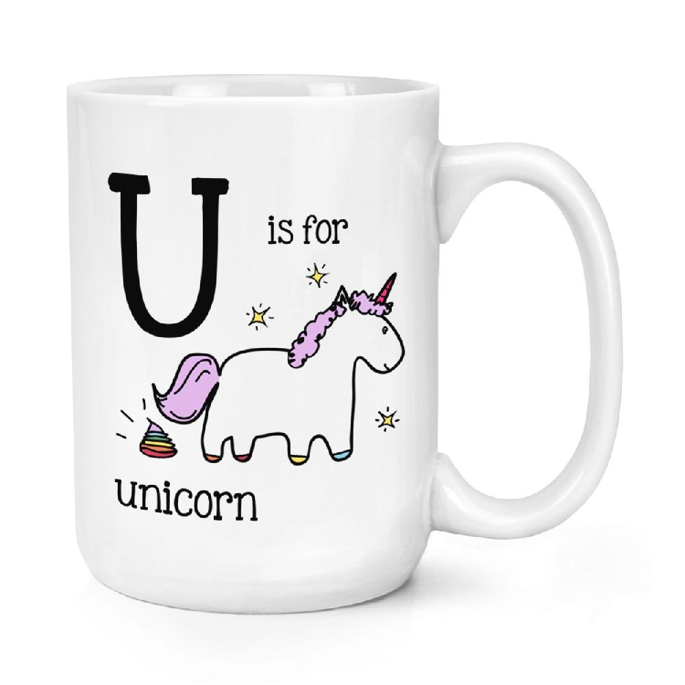 gift base Letter U Is For Unicorn 15oz Large Mug Cup