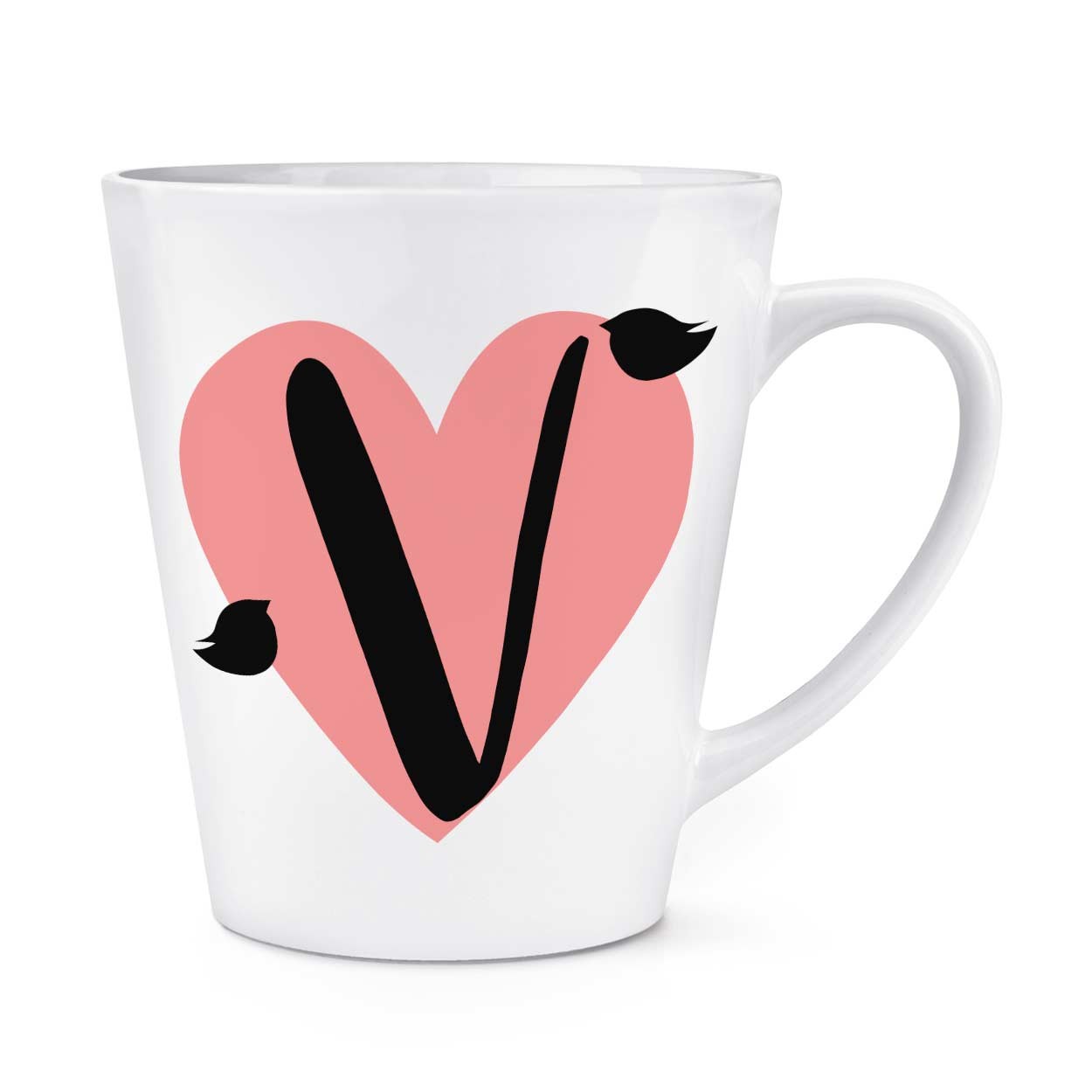 gift base Letter V Heart Alphabet 12oz Latte Mug Cup