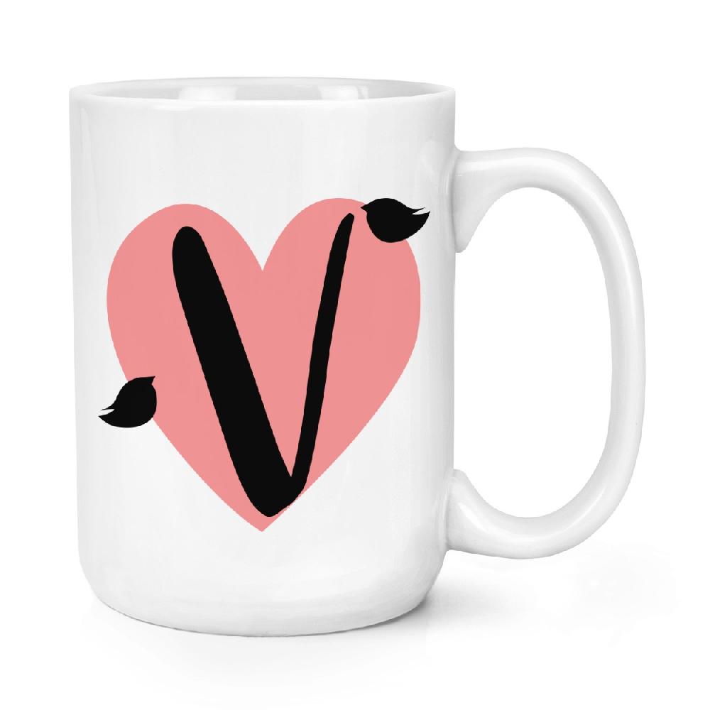 gift base Letter V Heart Alphabet 15oz Large Mug Cup
