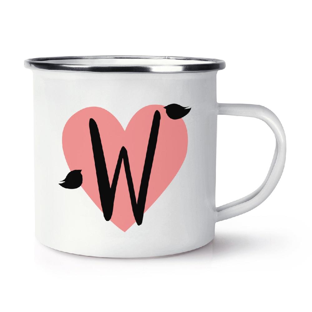 gift base Letter W Heart Alphabet Retro Enamel Mug Cup