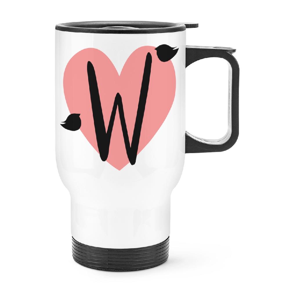 gift base Letter W Heart Alphabet Travel Mug Cup With Handle
