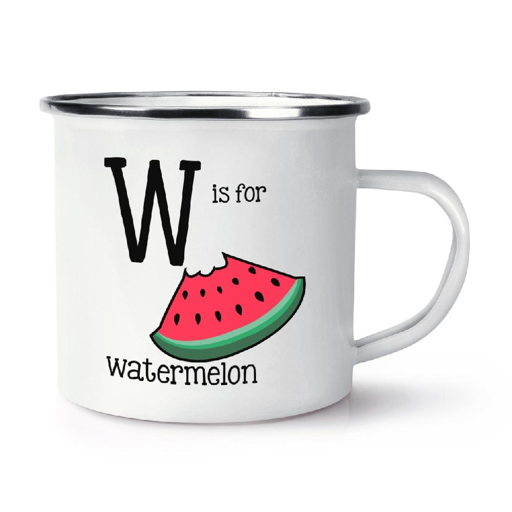 gift base Letter W Is For Watermelon Retro Enamel Mug Cup