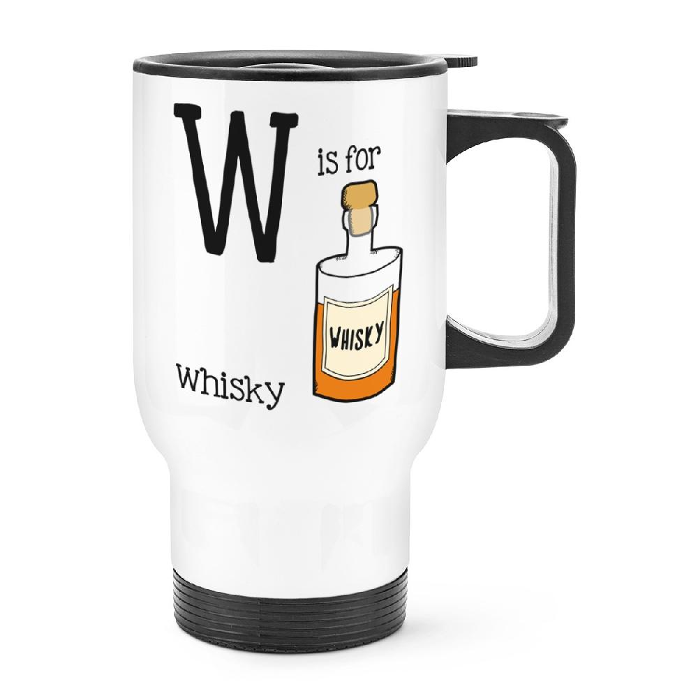 gift base Letter W Is For Whisky Travel Mug Cup With Handle
