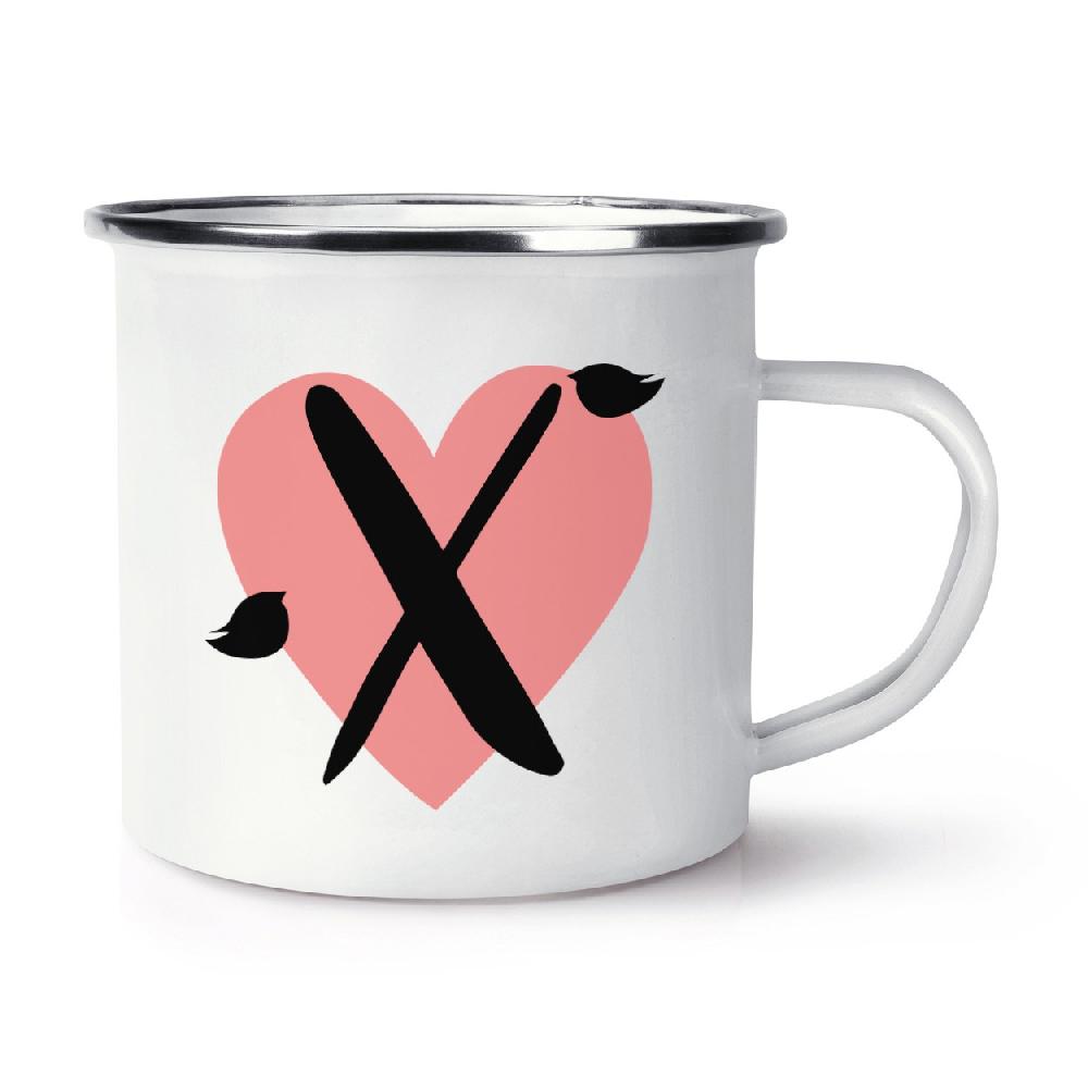 gift base Letter X Heart Alphabet Retro Enamel Mug Cup