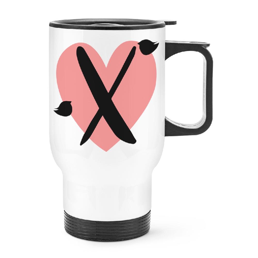 gift base Letter X Heart Alphabet Travel Mug Cup With Handle