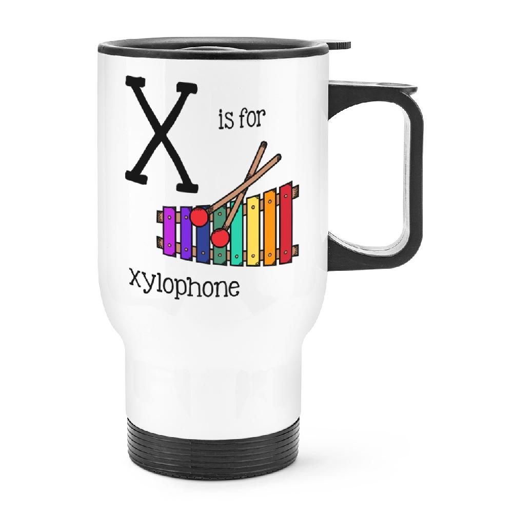 gift base Letter X Is For Xylophone Travel Mug Cup With Handle