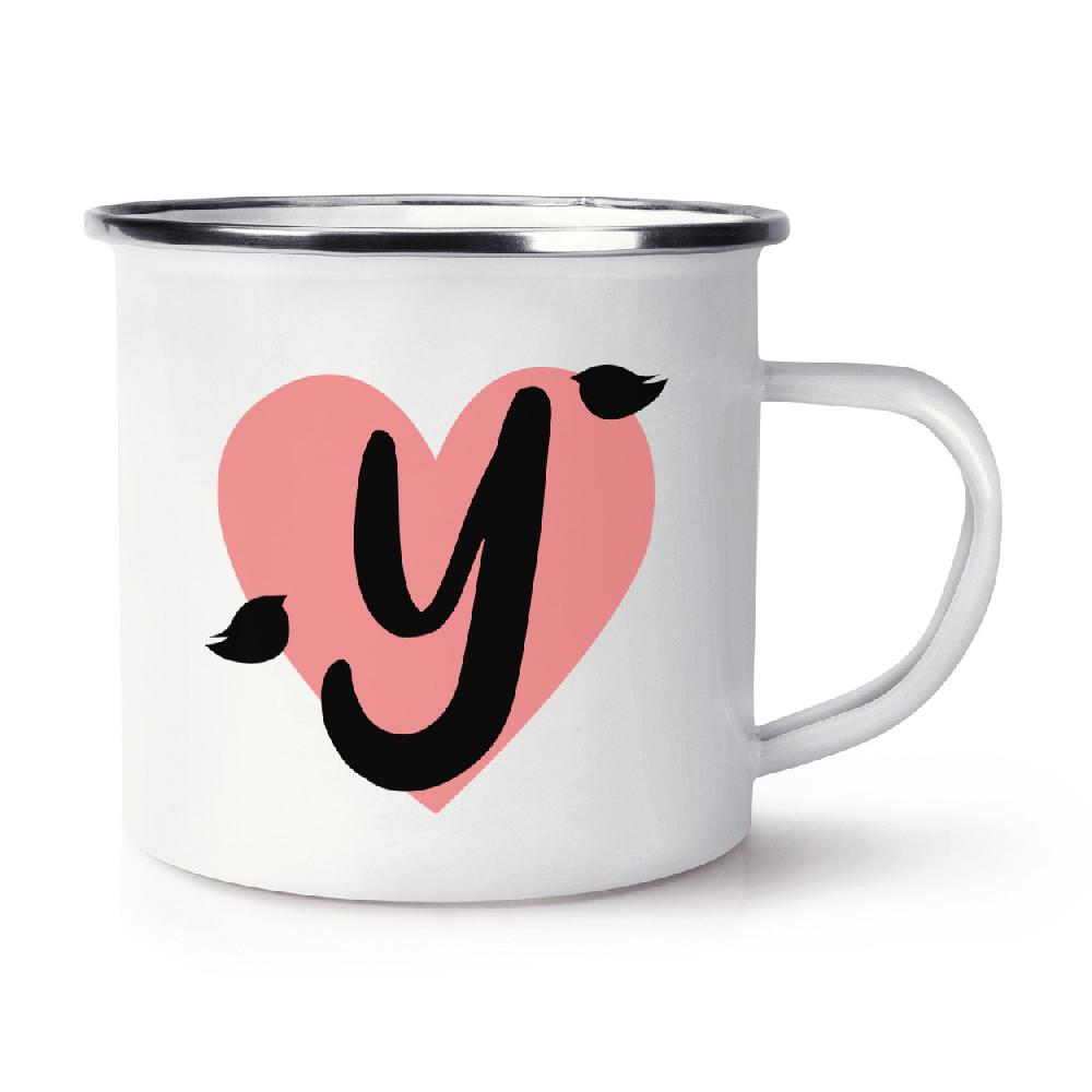 gift base Letter Y Heart Alphabet Retro Enamel Mug Cup