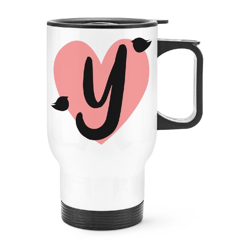 gift base Letter Y Heart Alphabet Travel Mug Cup With Handle