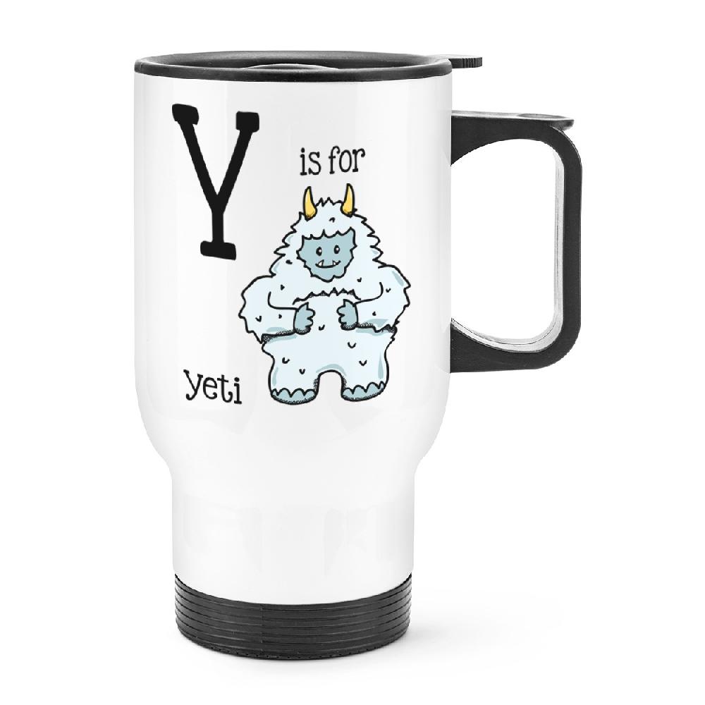 gift base Letter Y Is For Yeti Travel Mug Cup With Handle