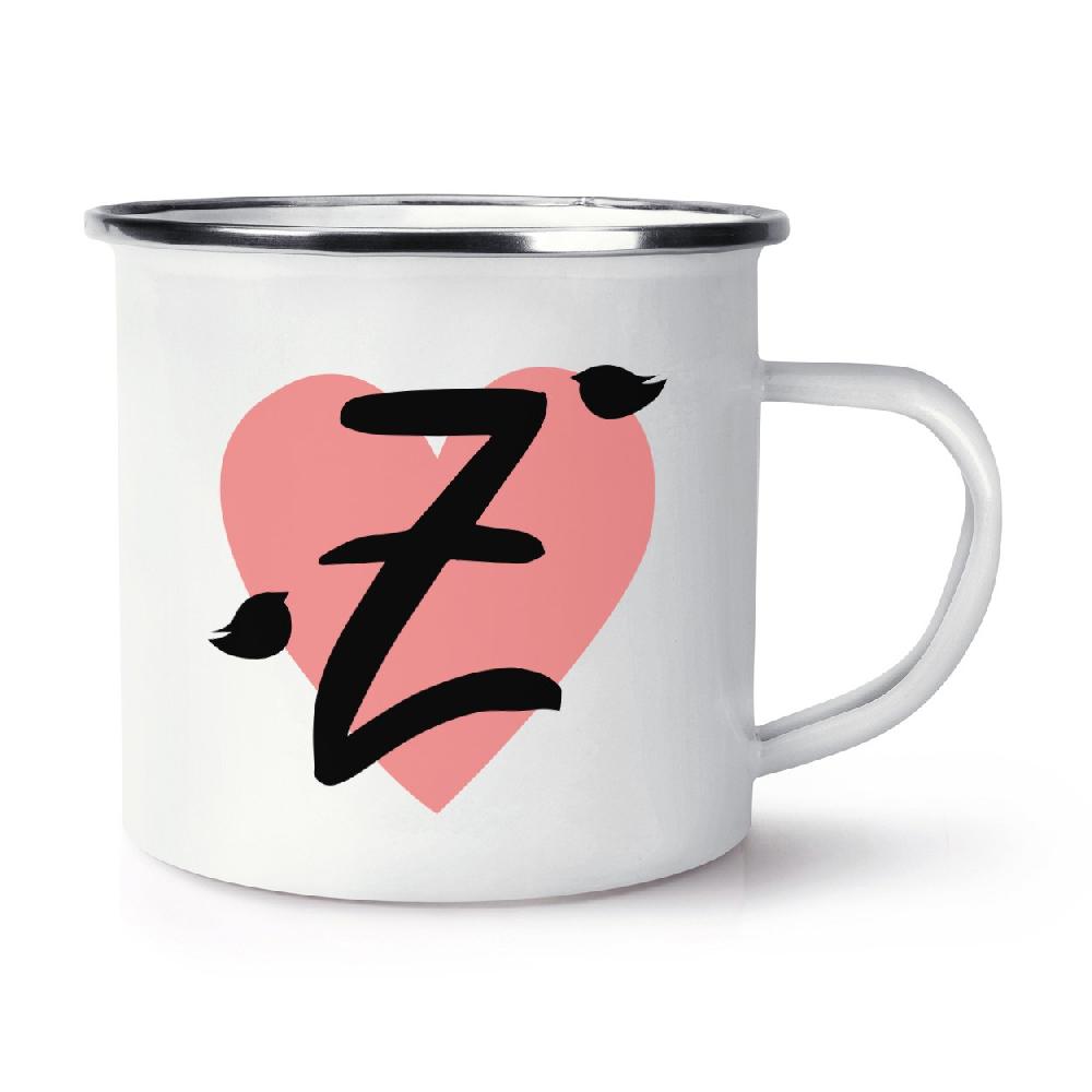 gift base Letter Z Heart Alphabet Retro Enamel Mug Cup