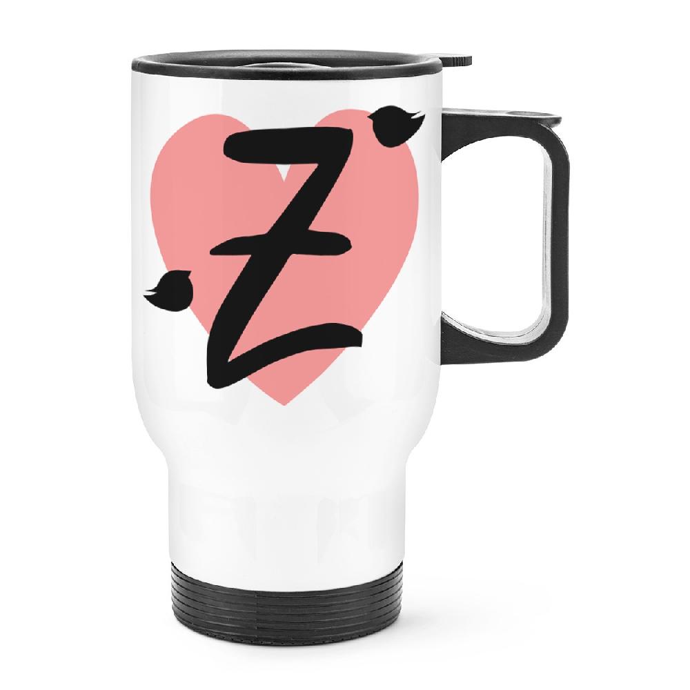 gift base Letter Z Heart Alphabet Travel Mug Cup With Handle