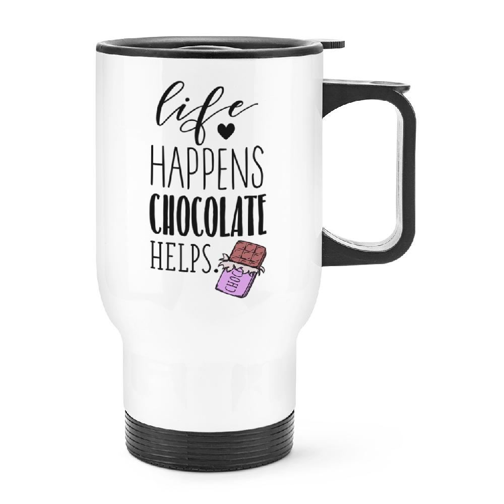 gift base Life Happens Chocolate Helps Travel Mug Cup With Handle