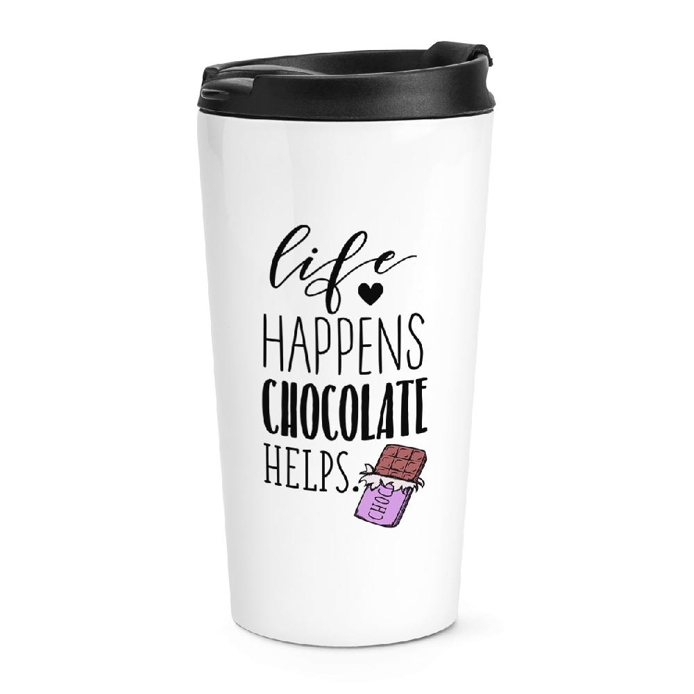 gift base Life Happens Chocolate Helps Travel Mug Cup