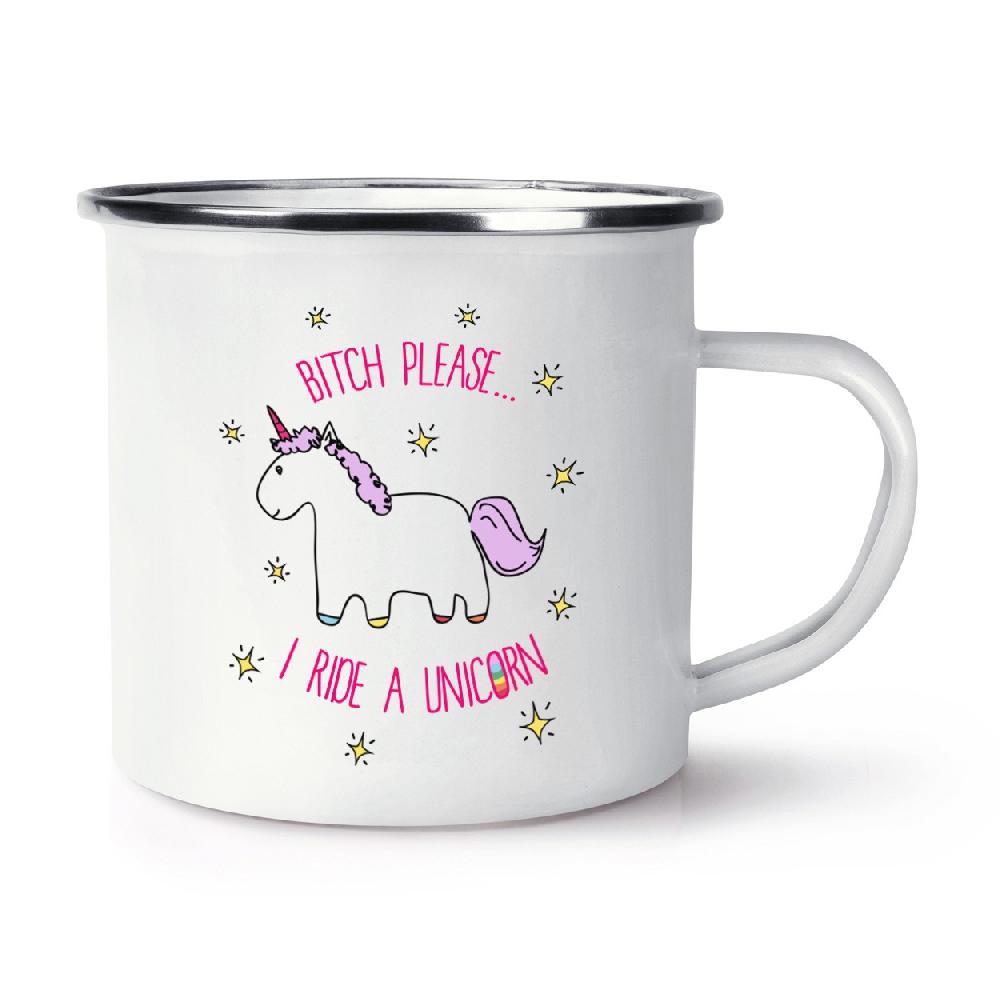 gift base Lila Bitch Please I Ride A Unicorn Retro Enamel Mug Cup