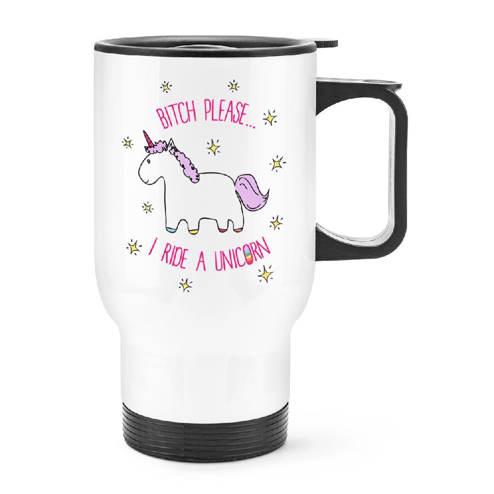 gift base Lila Bitch Please I Ride A Unicorn Travel Mug Cup With Handle