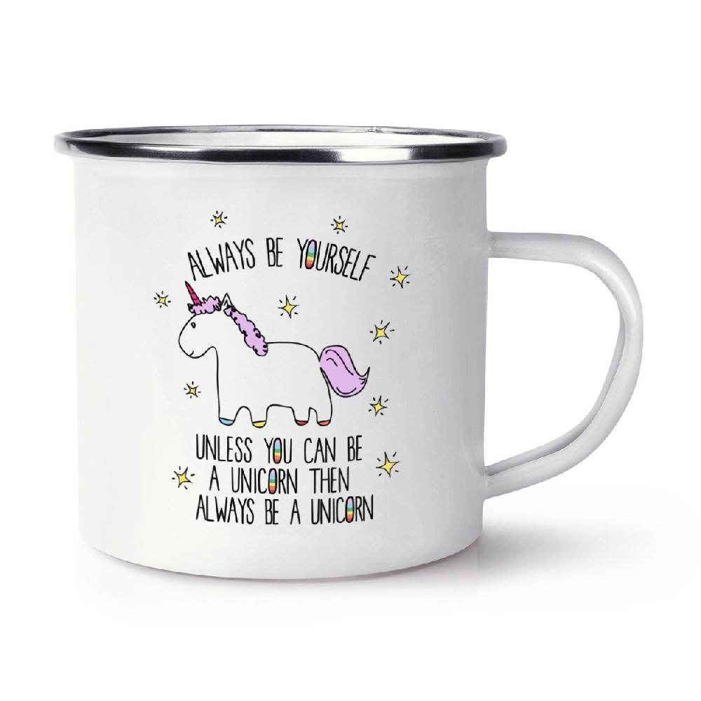 gift base Lila Unicorn Always Be Yourself Retro Enamel Mug Cup