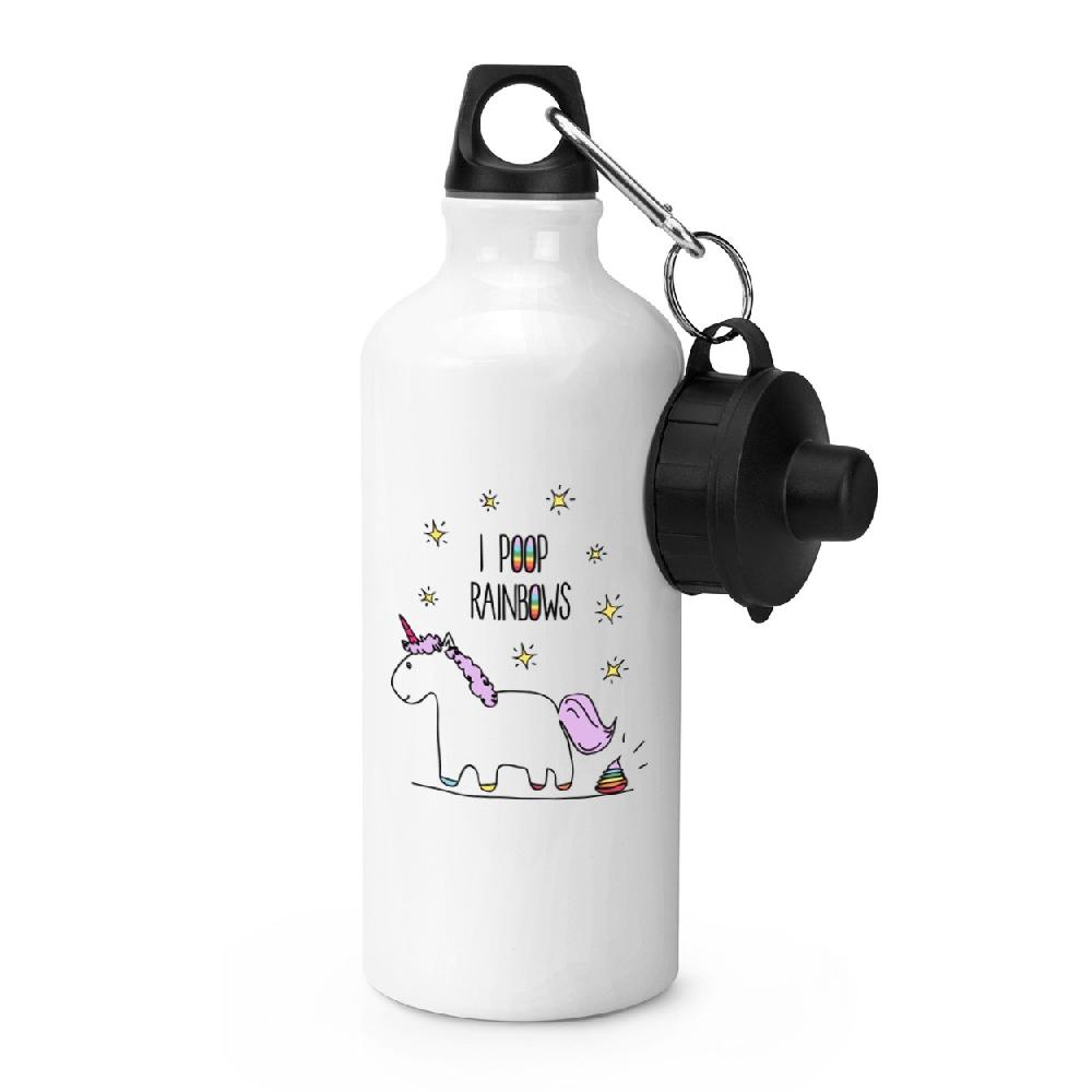 gift base Lila Unicorn I Poop Rainbows Sports Bottle