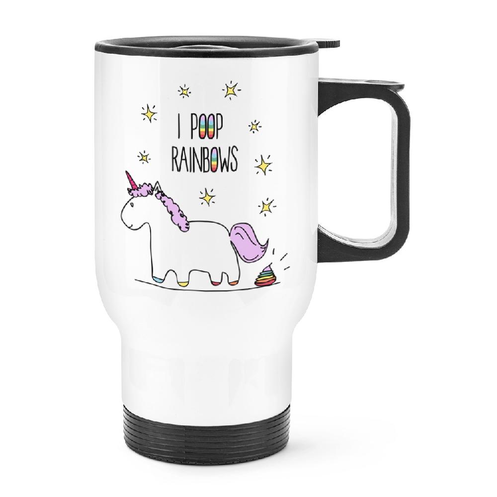 gift base Lila Unicorn I Poop Rainbows Travel Mug Cup With Handle