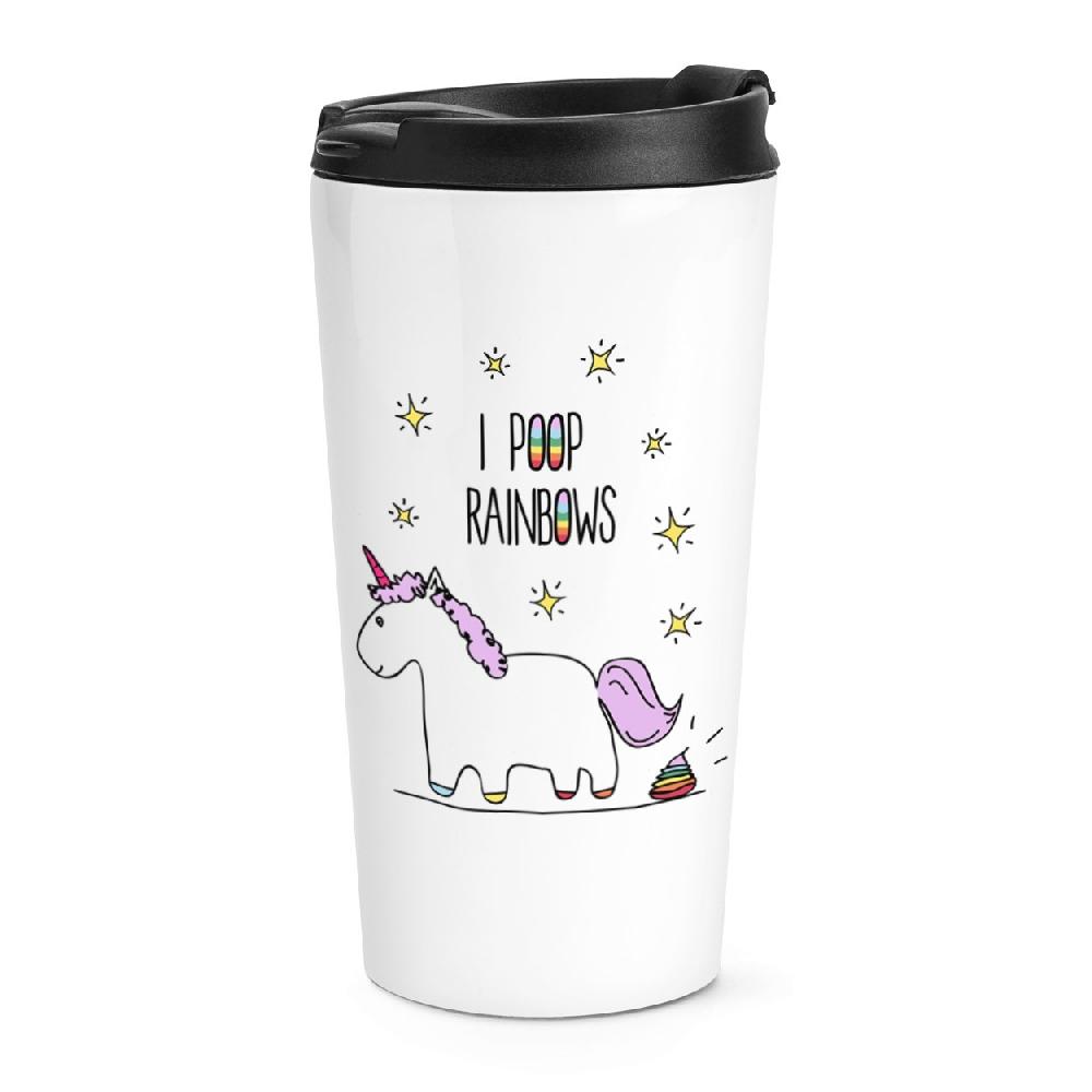 gift base Lila Unicorn I Poop Rainbows Travel Mug Cup