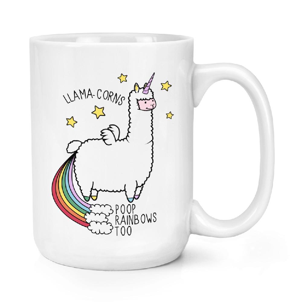 gift base Llama-corns Poop Rainbows Too 15oz Large Mug Cup