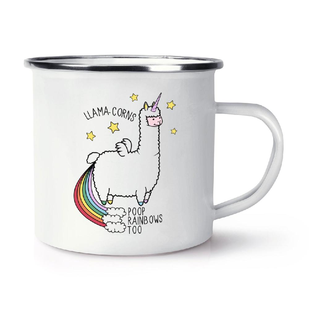 gift base Llama-corns Poop Rainbows Too Retro Enamel Mug Cup gift base Llama-corns Poop Rainbows Too Retro Enamel Mug Cup