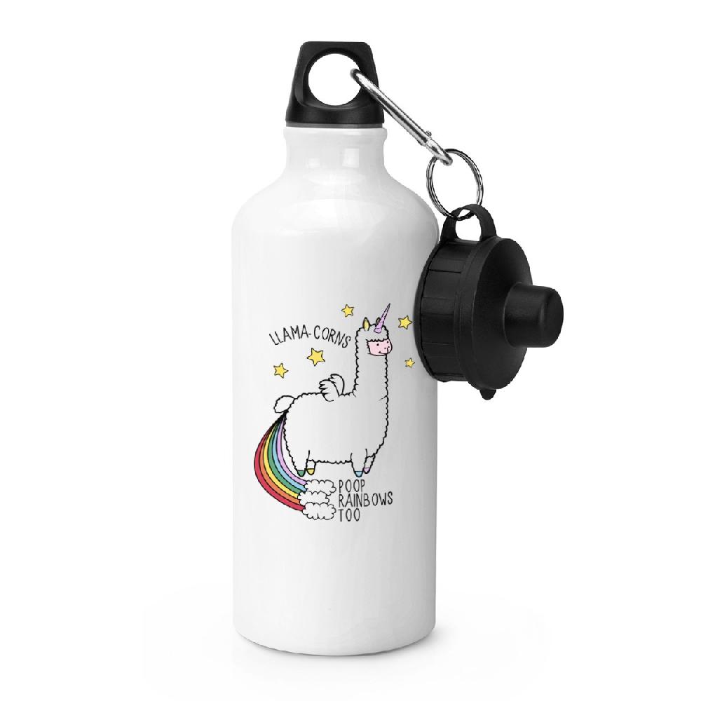 gift base Llama-corns Poop Rainbows Too Sports Bottle