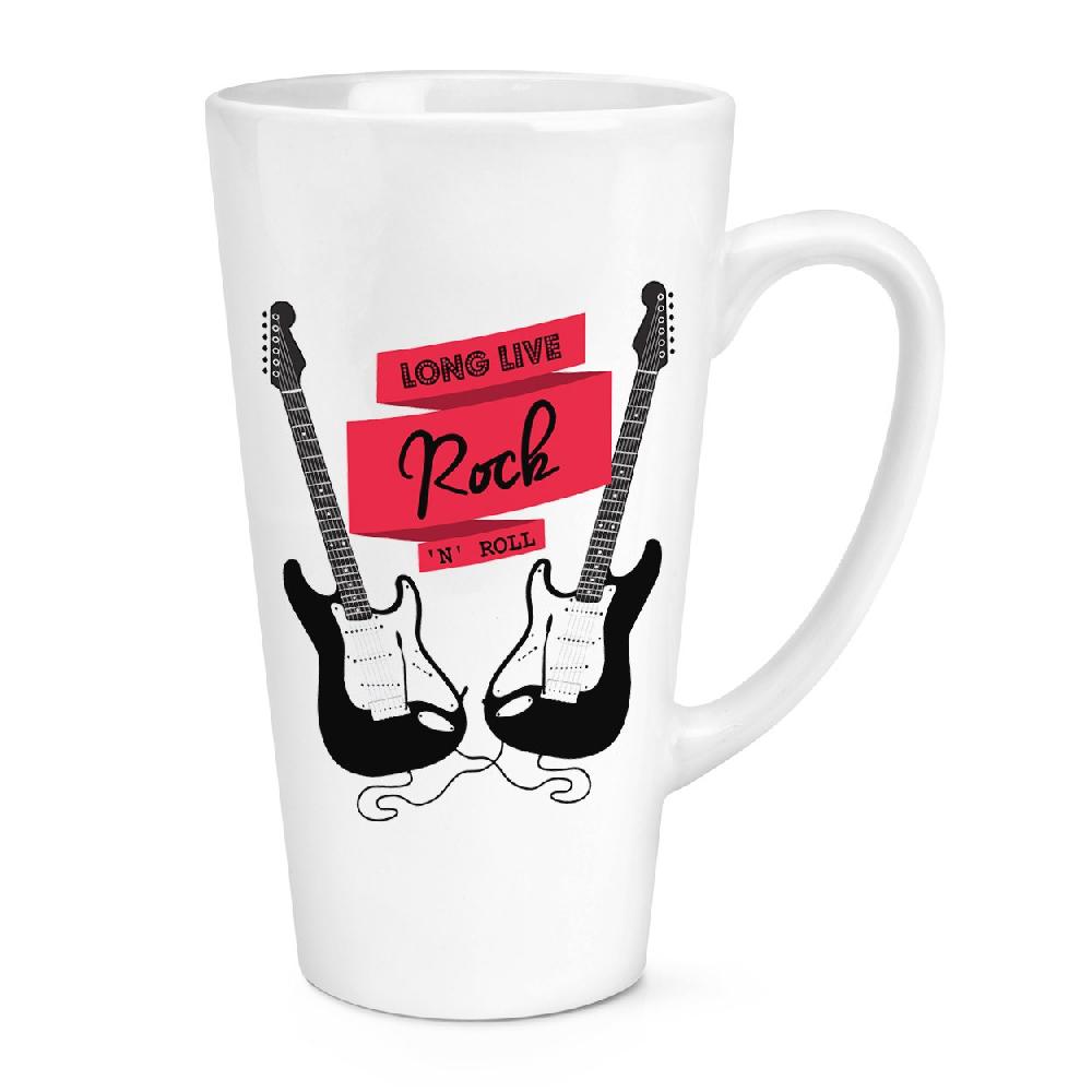 gift base Long Live Rock N Roll Electric Guitar 17oz Large Latte Mug Cup