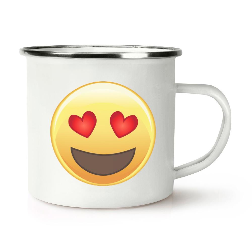 gift base Love Heart Eyed Emoji Retro Enamel Mug Cup
