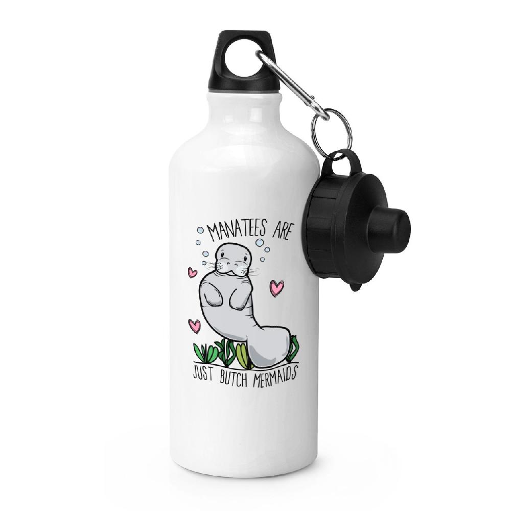 gift base Manatees Are Just Butch Mermaids Sports Bottle