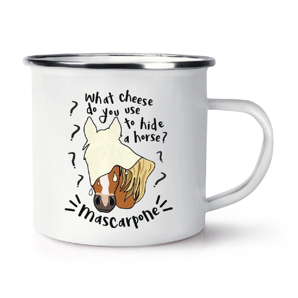 gift base Mascarpone Horse Joke Retro Enamel Mug Cup