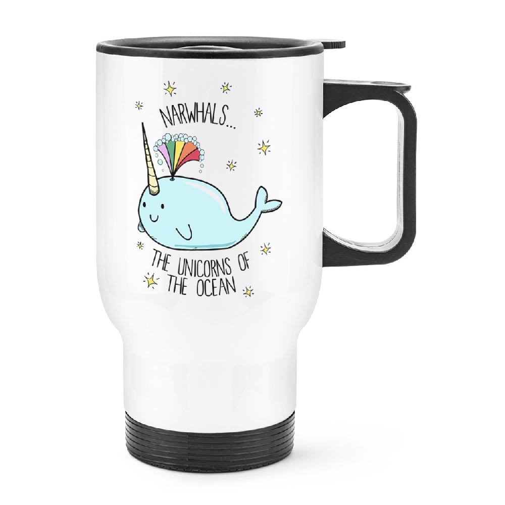 gift base Narwhals The Unicorns Of The Ocean Travel Mug Cup With Handle