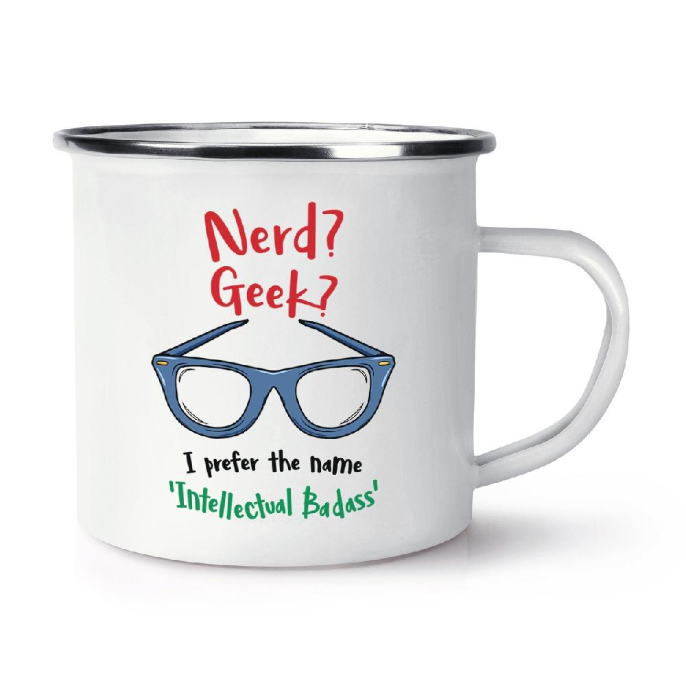 gift base Nerd Geek Intellectual Badass Retro Enamel Mug Cup