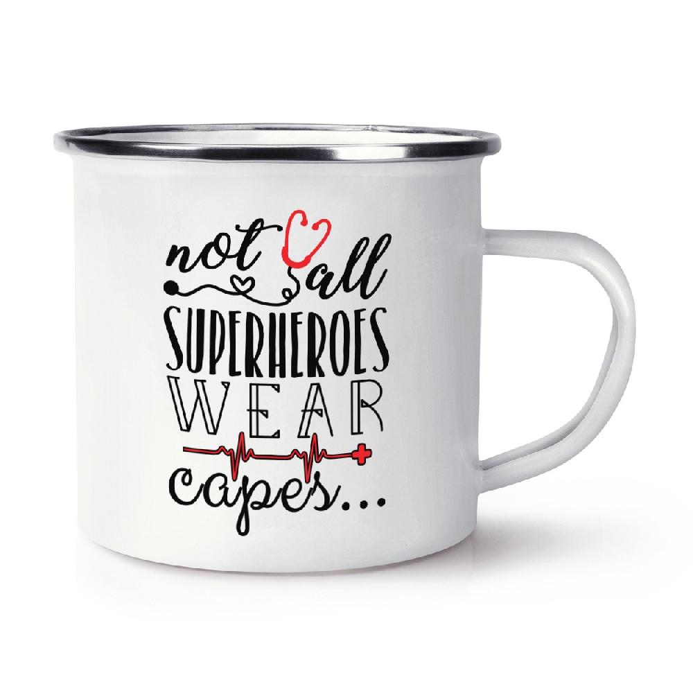 gift base Nurse Doctor Paramedic Not All Superheroes Wear Capes Retro Enamel Mug Cup