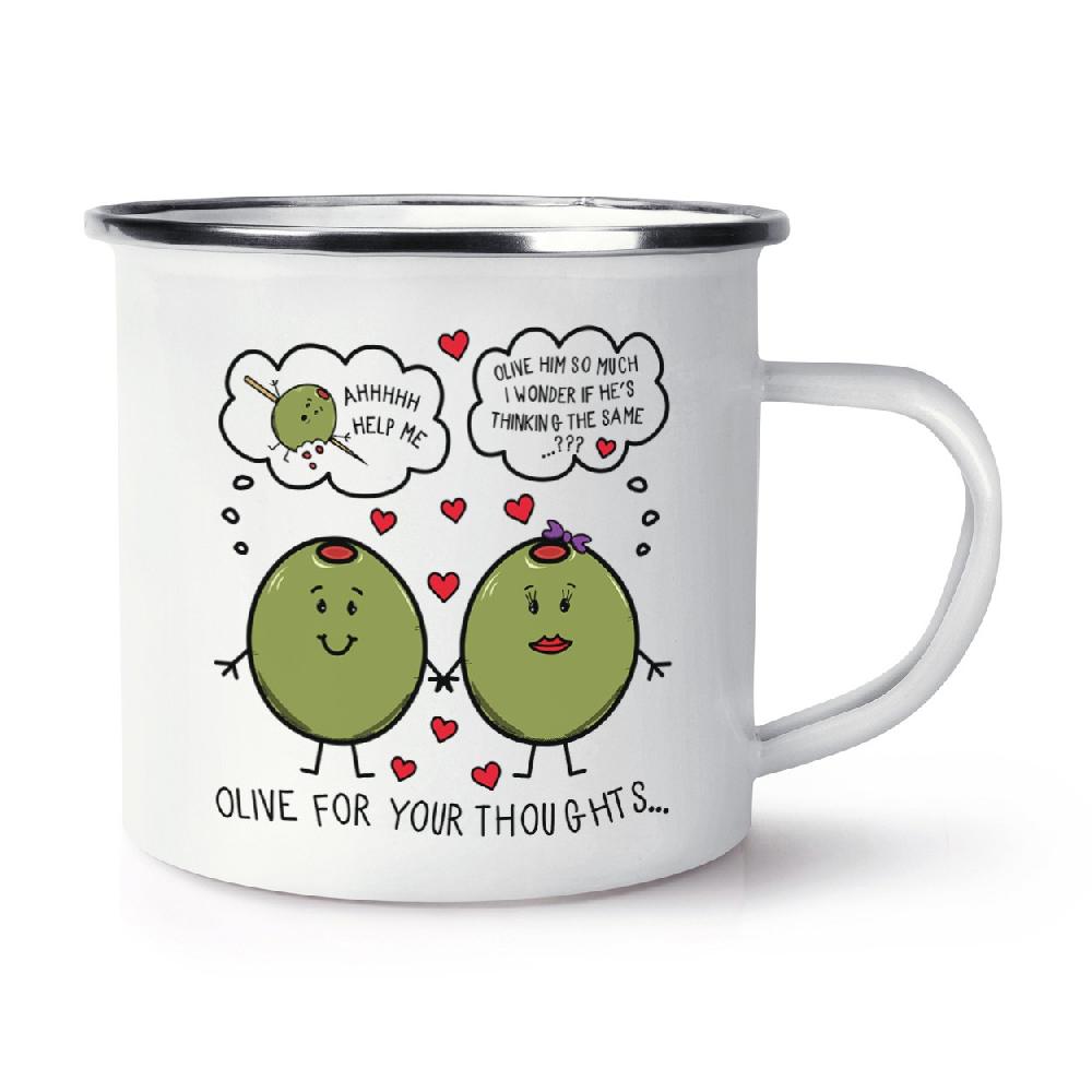gift base Olive For Your Thoughts Retro Enamel Mug Cup