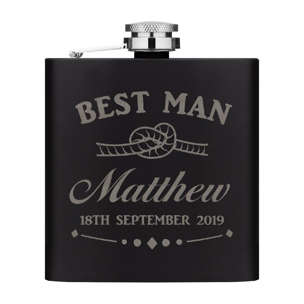 gift base Personalised Custom 6oz Hip Flask Matte Black Stainless Steel Any Name Date Wedding Knot - Best Man/Maid Of Honour/Groom/Groomsman/Bridesmaid/Bride/Father Mother of the/Usher gift base Personalised Custom 6oz Hip Flask Matte Black Stainless Steel Any Name Date Wedding Knot - Best Man/Maid Of Honour/Groom/Groomsman/Bridesmaid/Bride/Father Mother of the/Usher