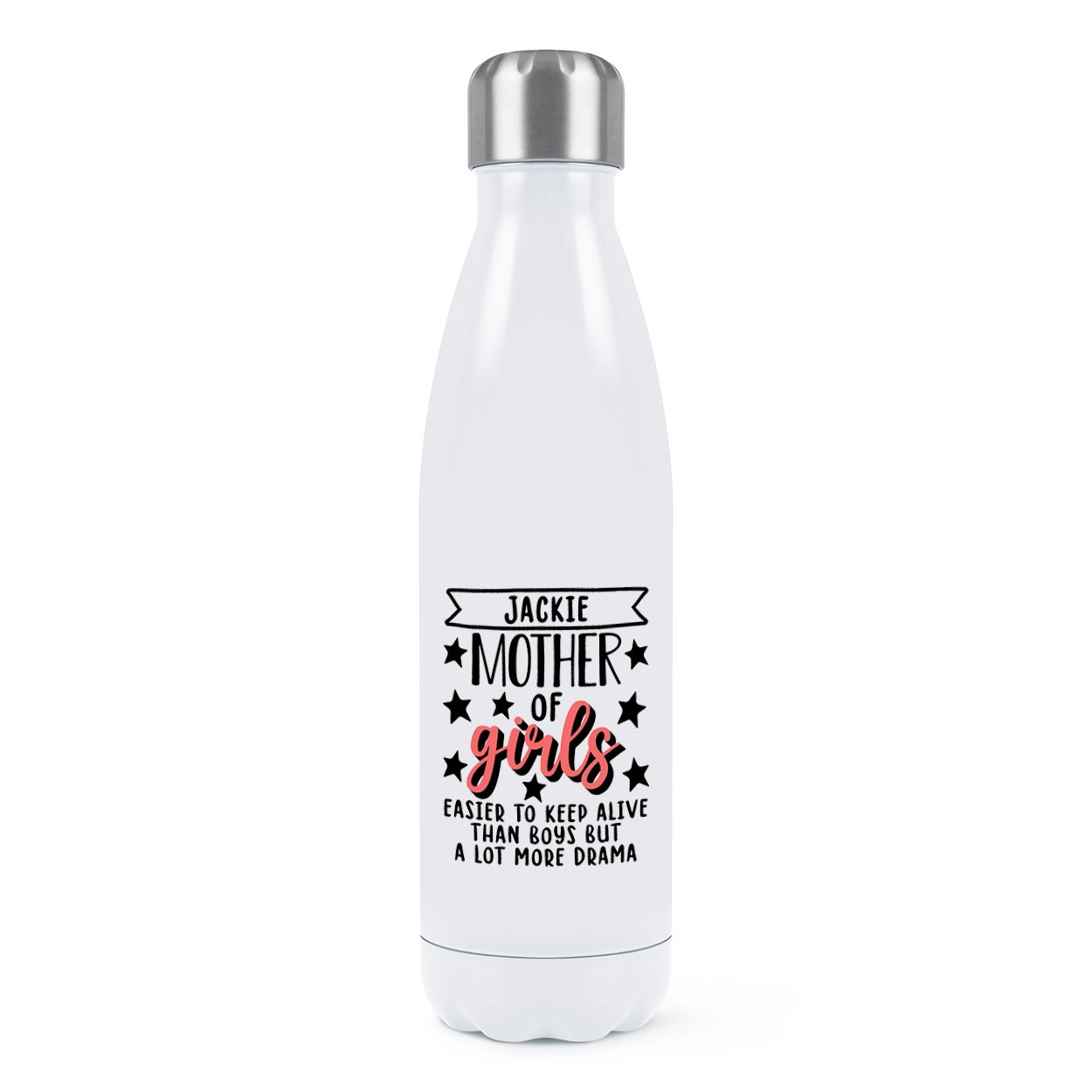 gift base Personalised Mother Of Girls Easier To Keep Alive Than Boys Double Wall Water Bottle